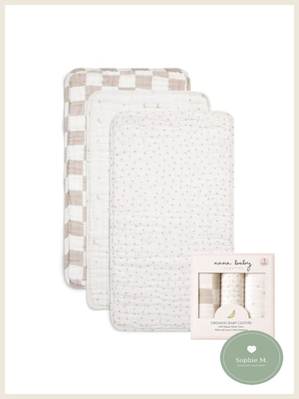 Organic Cotton Burp Cloths 8-Layer Muslin Oversized Hypoallergenic Set of 3